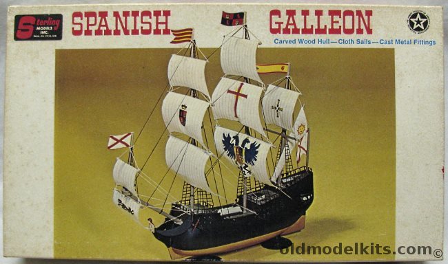 Sterling Spanish Galleon - 10 inch long Wooden Ship Model with Cloth Sails and Metal Fittings, G1 plastic model kit